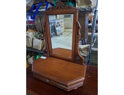 Vanity Mirror With Single Drawer, Timber Style, Br...