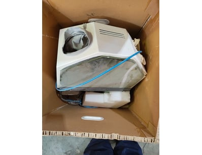 Portable evaporative air cooler unit in white fini...
