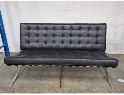 3 Seater Contemporary Leather Look Couch With Chro...