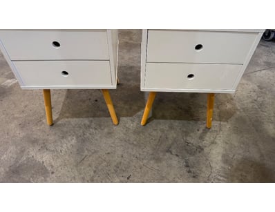 Pair of mid-century modern style bedside tables fe...