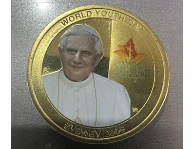 2008 WORLD YOUTH DAY SYDNEY - UNC $1 COLOURED COIN...