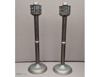 PAIR OF VINTAGE BRASS WICK OIL BURNER 36CM TALL   ...