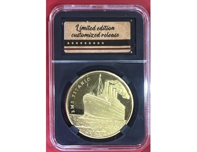 RMS TITANIC LIMITED EDITION GOLD PLATED COIN IN CA...