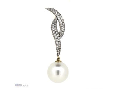 14K YELLOW GOLD/RHODIUM, WHITE CULTURED SOUTH SEA ...