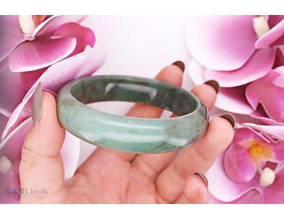 NATURAL BURMESE JADE BANGLE ON 925 SILVER - WITH C...