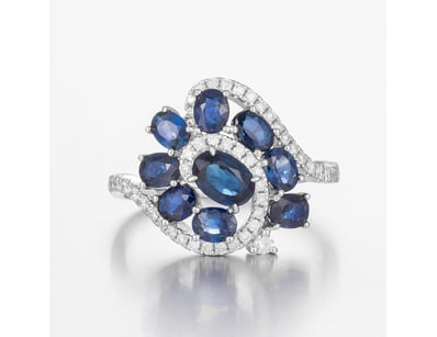 14CT WHITE GOLD AUSTRALIAN BLUE SAPPHIRE AND DIAMO...