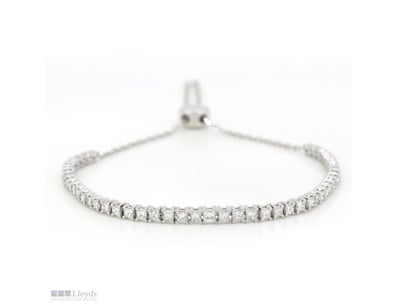 14K WHITE GOLD, 2.00CT TDW DIAMOND, TENNIS BOLO BR...