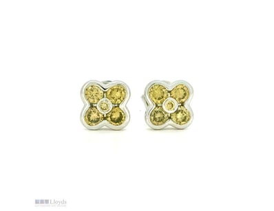 9CT WHITE GOLD FANCY CHAMPAGNE BROWN DIAMOND FLORA...