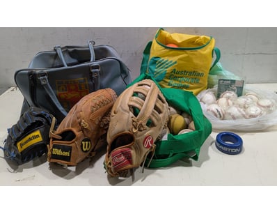 Comprehensive baseball equipment collection featur...