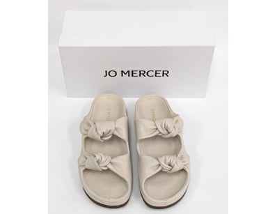 Jo Mercer Blossom leather sandals in cream, size 4...