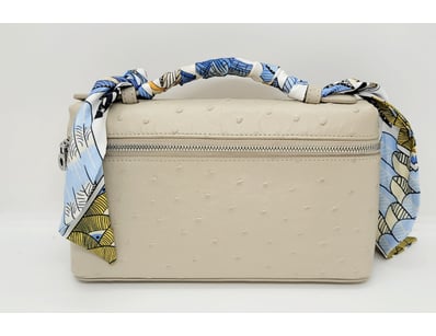 LORO PIANA CREAM OSTRICH LEATHER CROSSBODY BAG WIT...