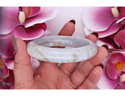 NATURAL BURMESE JADE BANGLE ON 925 SILVER - WITH C...