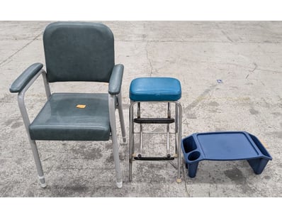 Lot comprises four vintage furniture pieces. Grey ...