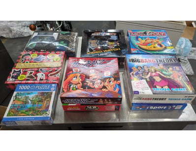 Assorted Items Including Board Games, Bed Sheet Se...