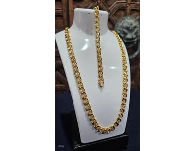 SET  YELLOW GOLD PLATED   CHAIN AND BRACELET-60CM-...