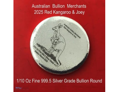 1/10 OZ 999.5 SILVER RED KANGAROO & JOEY 2025 AUST...