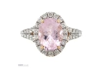 14K Rose/White Gold, Morganite And Diamond, Halo