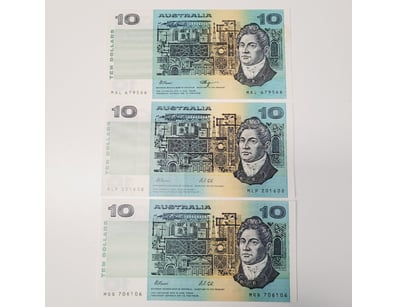 AUSTRALIAN $10 BANKNOTES , R312 (AUNC) , R313A (VF...