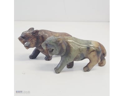 2X JADE CARVED TIGER FIGURES

Item Size: Height: 5...
