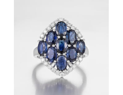 14CT WHITE GOLD AUSTRALIAN SAPPHIRE AND DIAMOND CL...