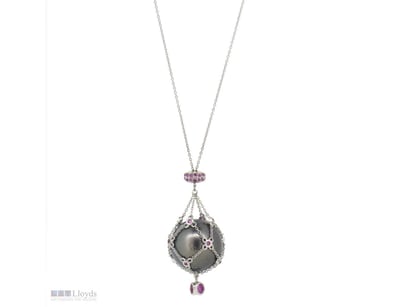 14K WHITE GOLD, BLACK CULTURED TAHITIAN PEARL AND ...