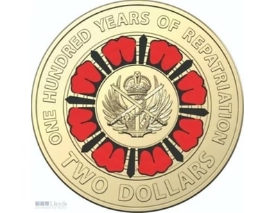 2019 $2 ANZAC 100 YEARS OF REPATRIATION AUSTRALIAN...