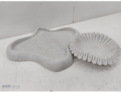 Pair of carved Alabaster Stone decorative vessels ...