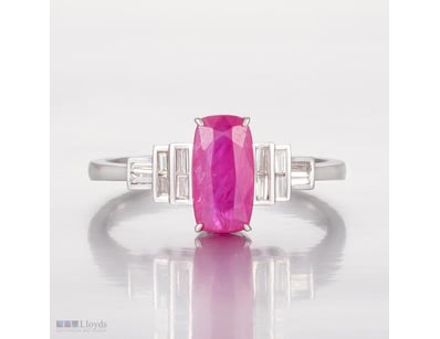 14CT WHITE GOLD RUBY AND DIAMOND ANTIQUE STYLE RIN...
