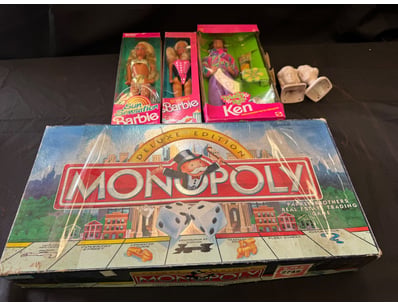 BARBIE AND KEN DOLL COLLECTION WITH MONOPOLY DELUX...