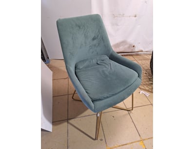 Single Chair, Velvet Style, Green & Gold Finish
...