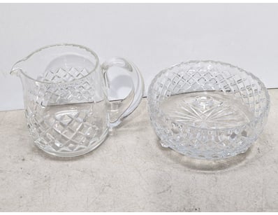 Crystal jug and bowl, crystalware with cross patte...
