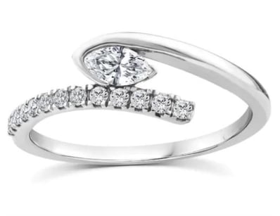 9K WHITE GOLD 0.33CT F VS LAB DIAMOND MARQ RING 9K...
