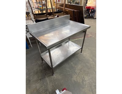 Commercial stainless steel work table with backspl...