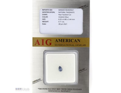 0.71CT CERTIFIED, NATURAL TANZANITE     

Pear Fac...