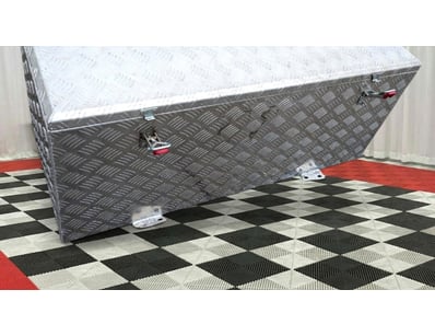 Rectangular Checker Plate ToolBox, Gas struts, Dua...