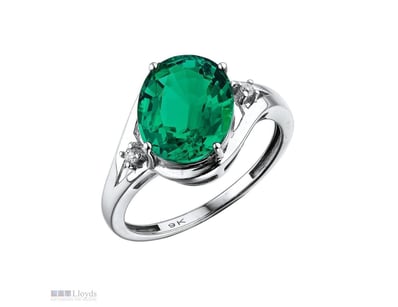 3.46 CARAT LAB GROWN EMERALD AND DIAMOND SOLID 9K ...
