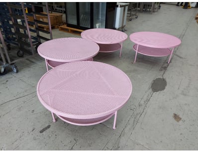Set of x4 Pink Metal Coffee Tables - Featuring a c...