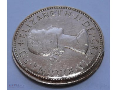 ERROR 1962 QEII MIS STRICK ENGLISH HALF PENNY IN V...