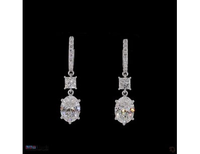 7.44 CT OVAL DROP EARRINGS WITH PAVÉ HOOPS IN 18KT...