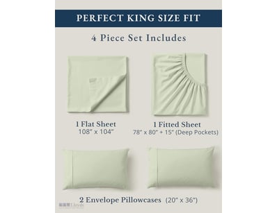 LANE LINEN 100% Organic Cotton King Bed Sheet Set ...