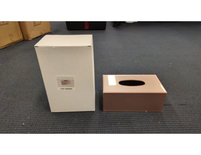 Pair of pink glass tissue box covers

