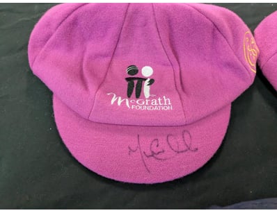 GLEN MCGRATH FOUNDATION HAT SIGNED BY MICHAEL CLAR...