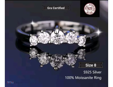 GRA CERTIFIED 925 SILVER MOISSANITE ETERNITY RING ...