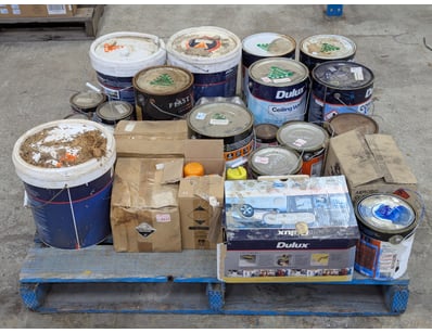 Pallet Lot of paint, brands include dulux, taubman...