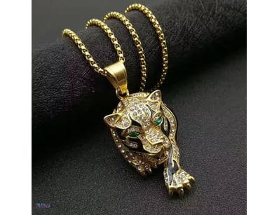 GOLD STAINLESS STEEL WITH CUBIC ZIRCONIA ANIMAL HE...