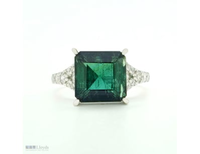 9CT WHITE GOLD BRAZILIAN VERDELITE TOURMALINE AND ...
