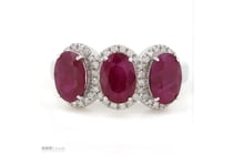 14K White Gold, Ruby And Diamond, Halo Trilogy