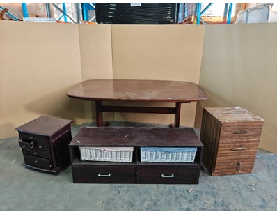Furniture, inclduing timber style table and storag...