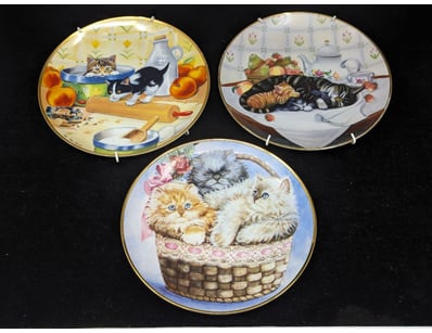 THREE FINE PORCELAIN LIMITED EDITION CAT PLATES
...