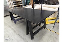 Black Wooden Trestle-Style Dining Table -